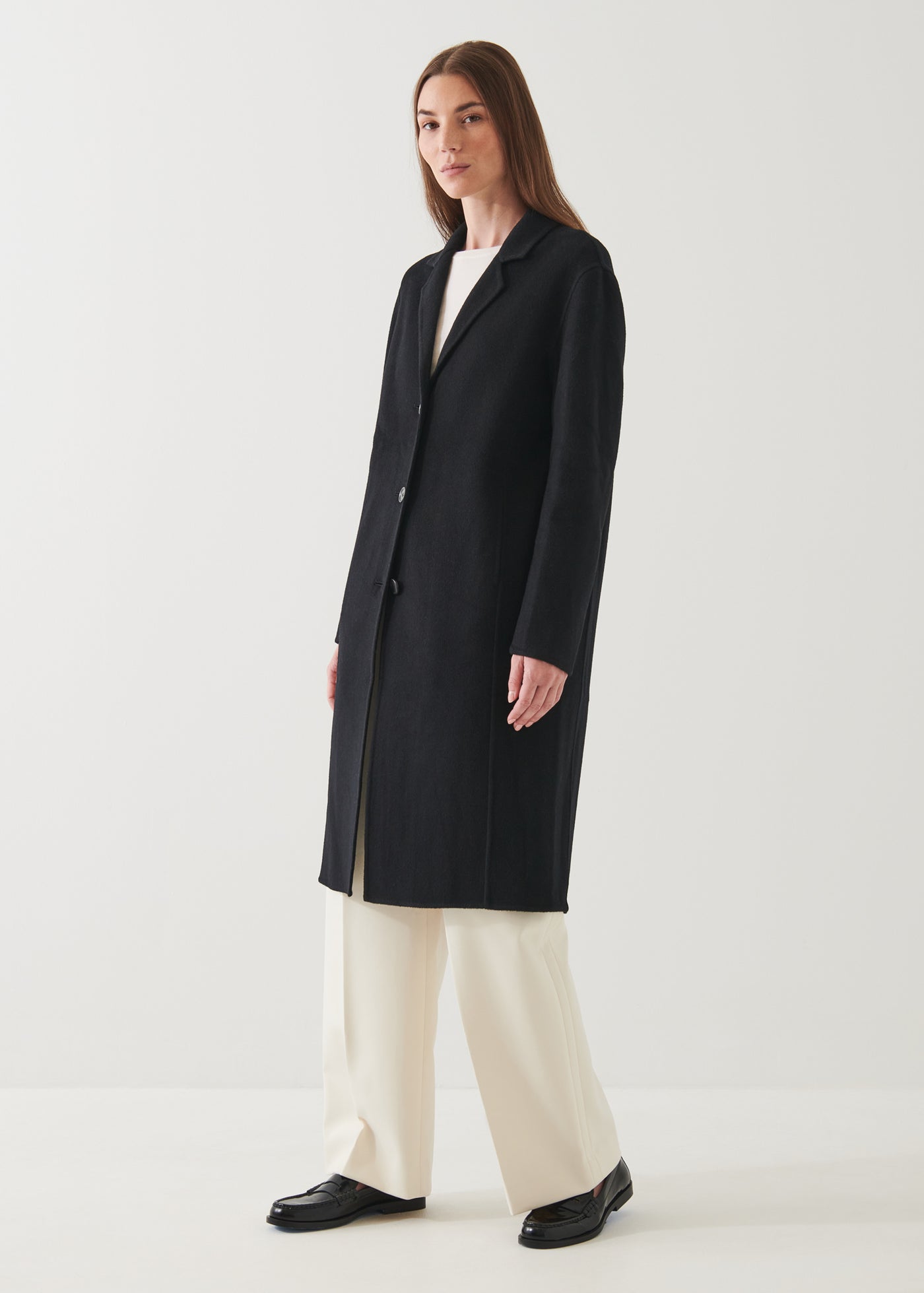 Oversized Single Breasted Wool Coat | PATRICK ASSARAF