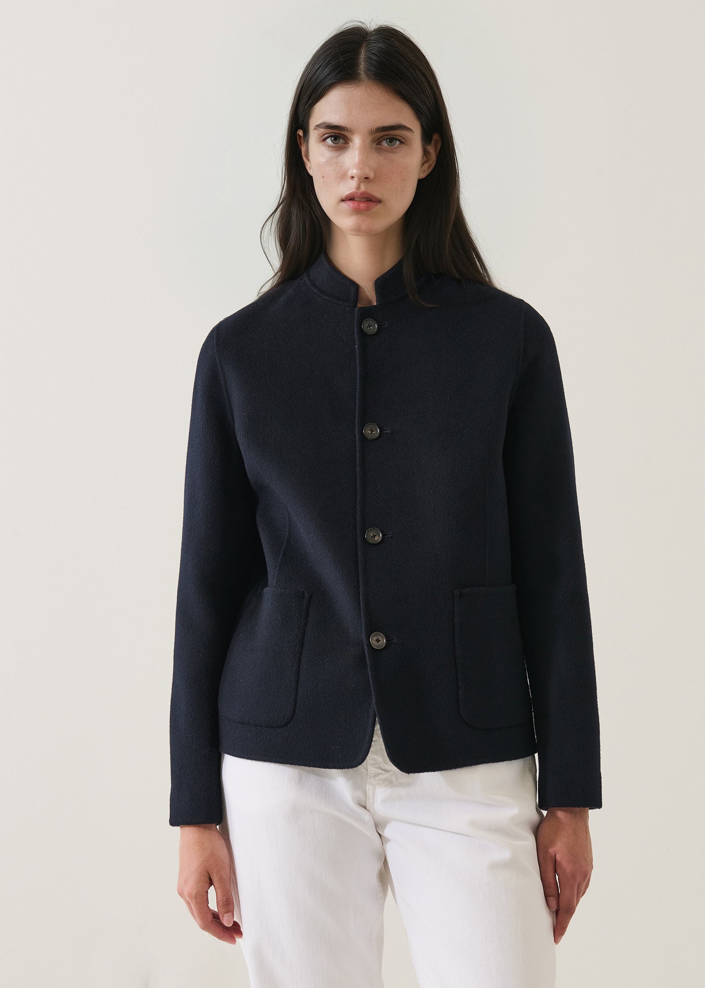 Wool/Cashmere Mandarin Collar Jacket