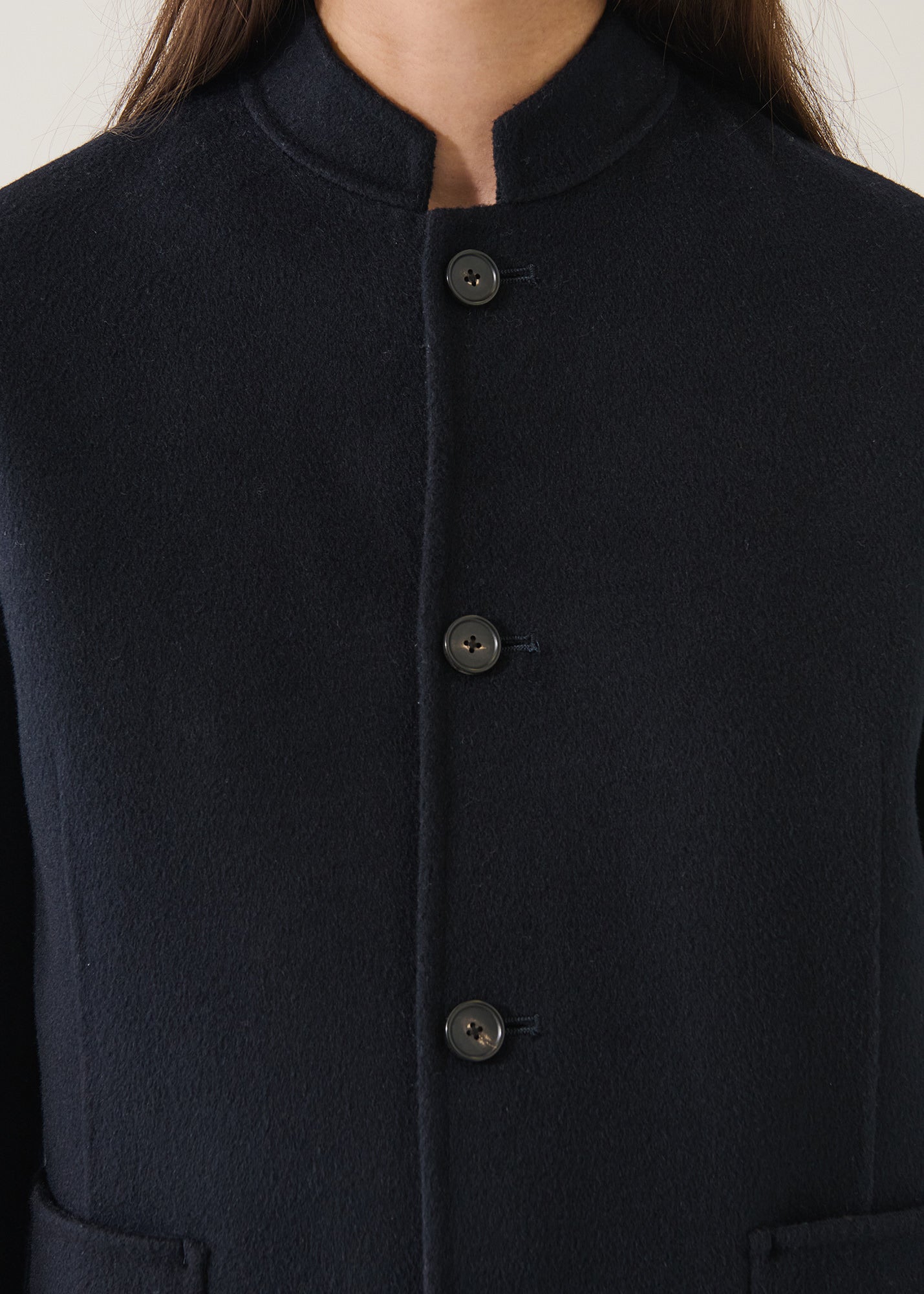 Wool/Cashmere Mandarin Collar Jacket