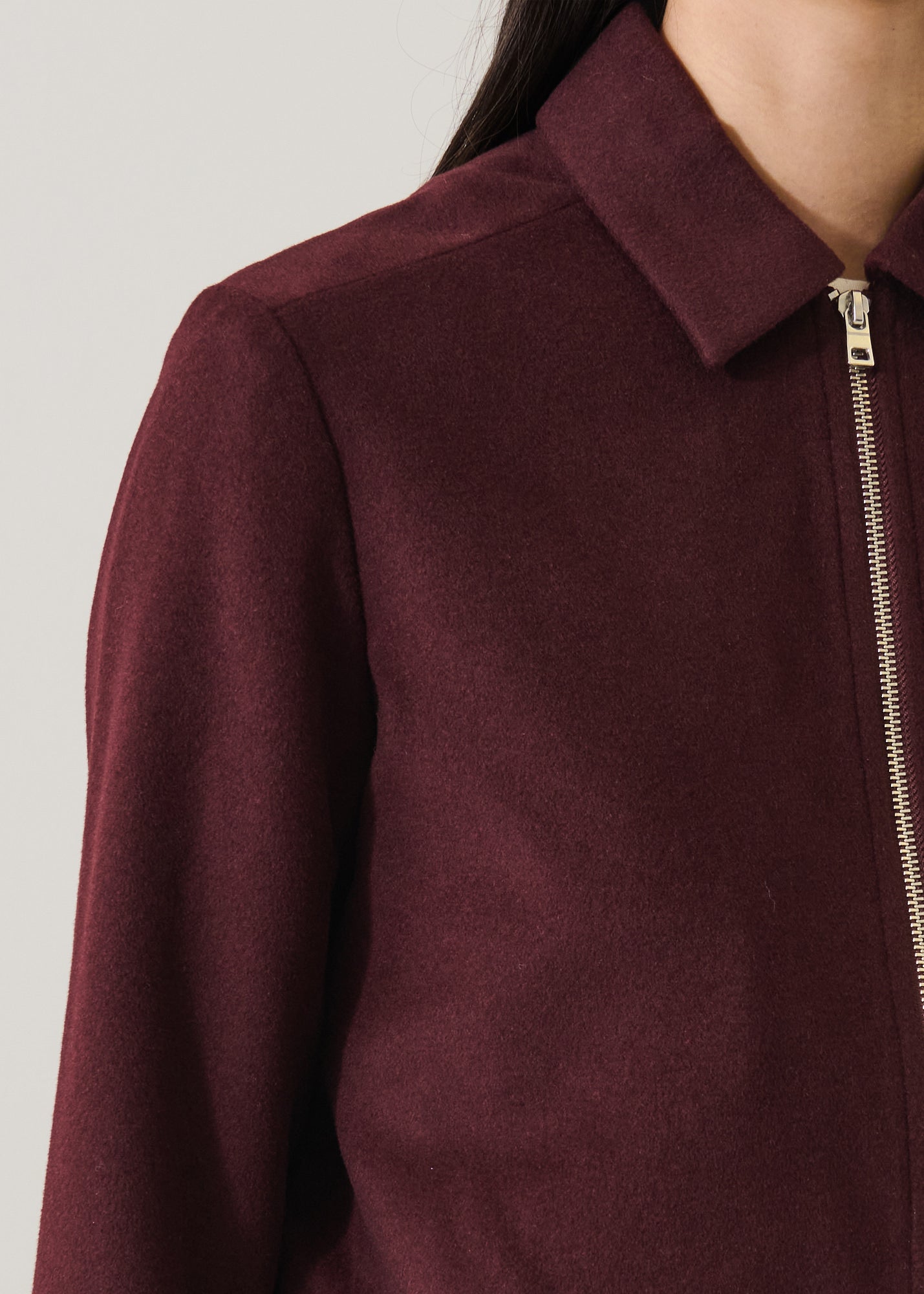 Wool Silk Full Zip Collar Jacket