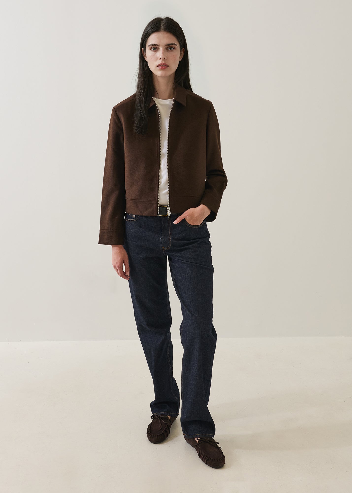Wool Silk Full Zip Collar Jacket