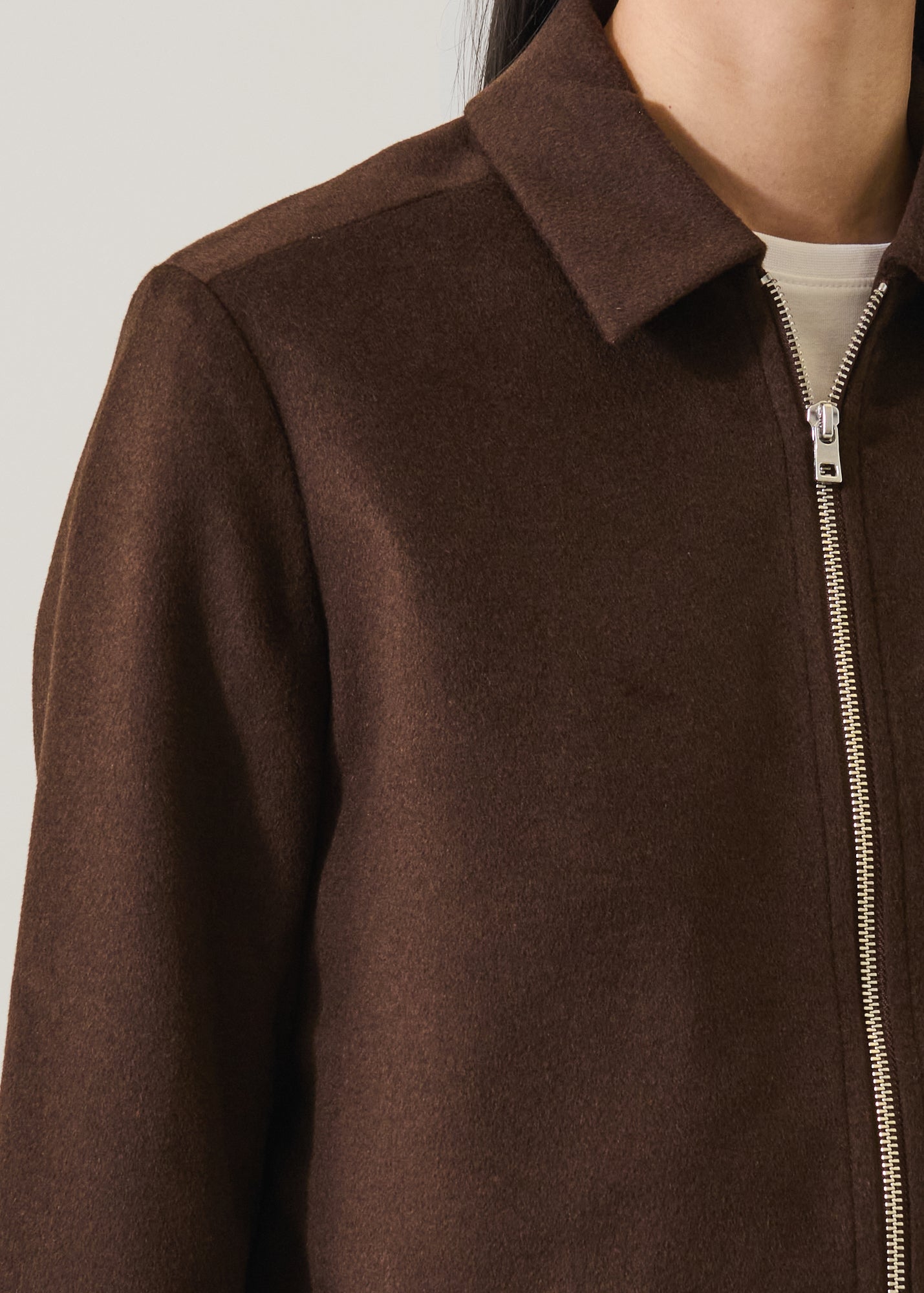 Wool Silk Full Zip Collar Jacket