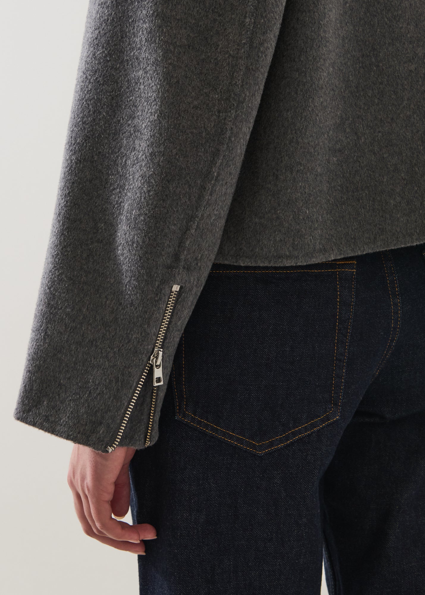 Wool Silk Full Zip Bomber Jacket