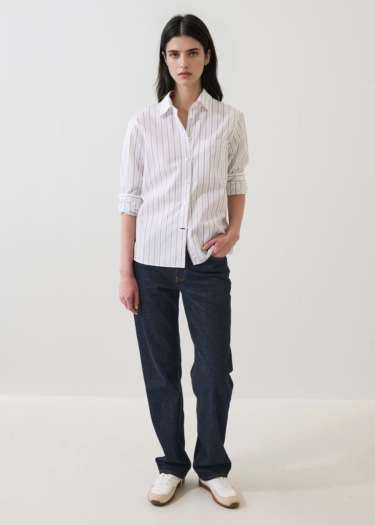 Cotton Stripe Boyfriend Pocket Shirt - PATRICK ASSARAF