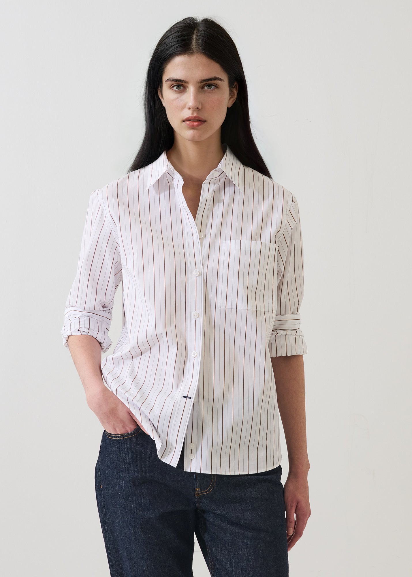 Cotton Stripe Boyfriend Pocket Shirt - PATRICK ASSARAF
