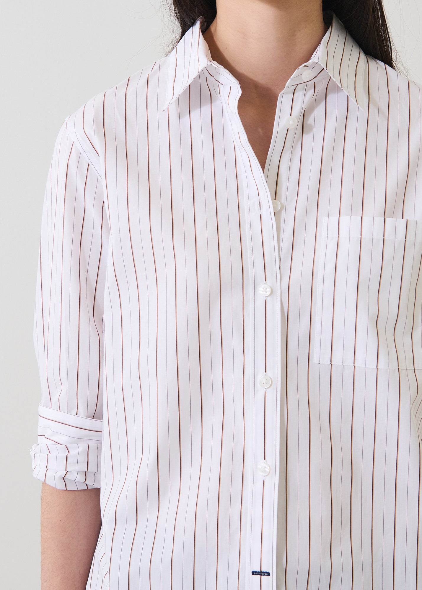 Cotton Stripe Boyfriend Pocket Shirt - PATRICK ASSARAF