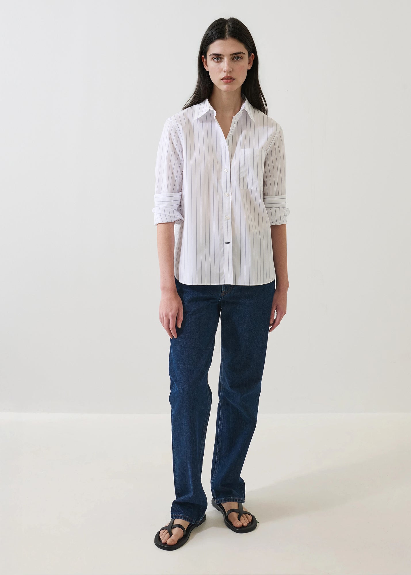 Cotton Stripe Boyfriend Pocket Shirt - PATRICK ASSARAF