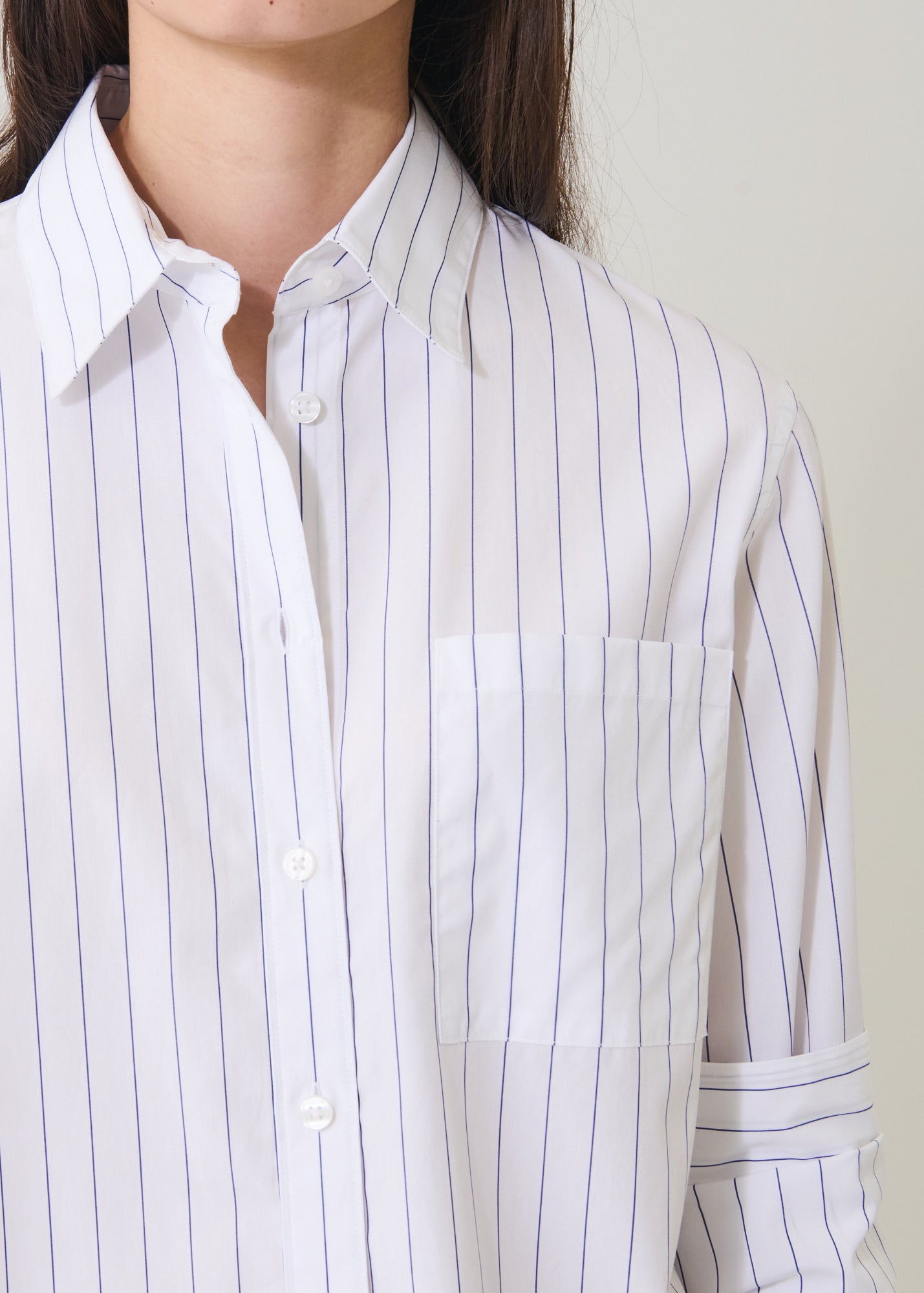 Cotton Stripe Boyfriend Pocket Shirt - PATRICK ASSARAF