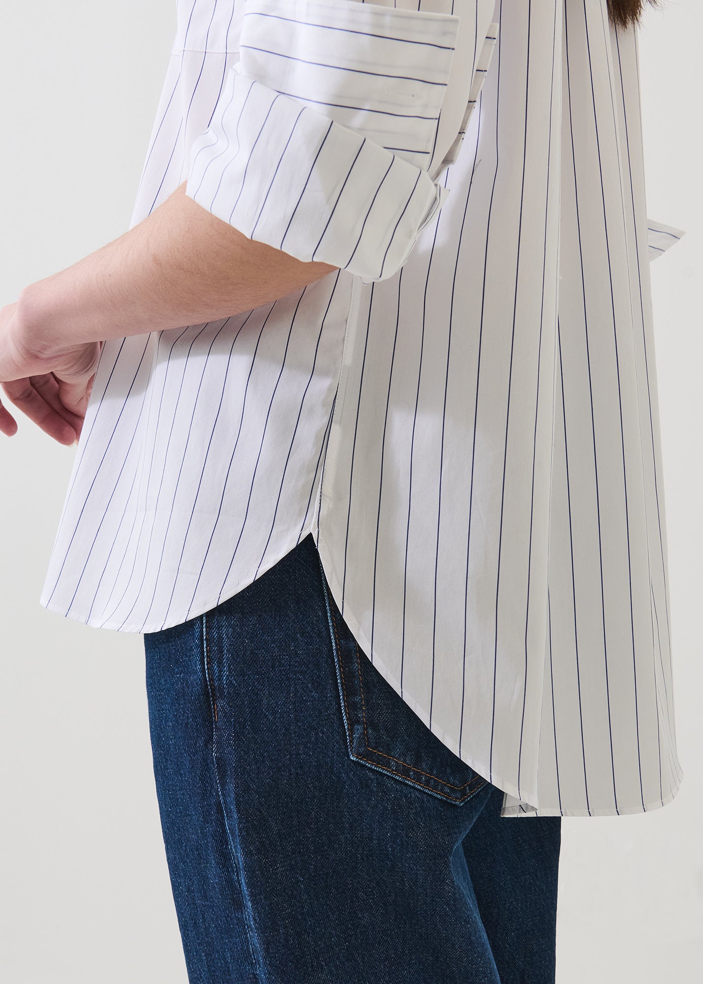 Cotton Stripe Boyfriend Pocket Shirt - PATRICK ASSARAF
