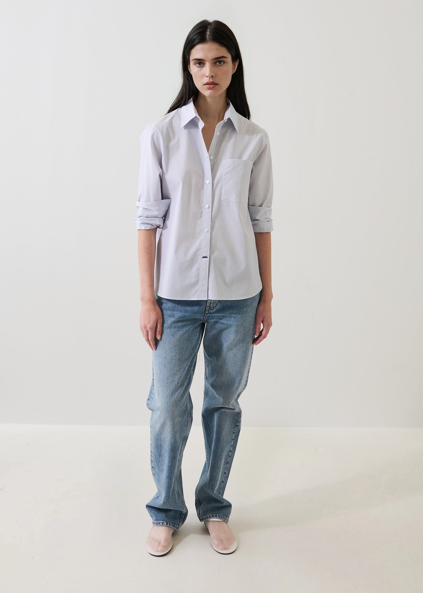 Cotton Stripe Boyfriend Pocket Shirt - PATRICK ASSARAF
