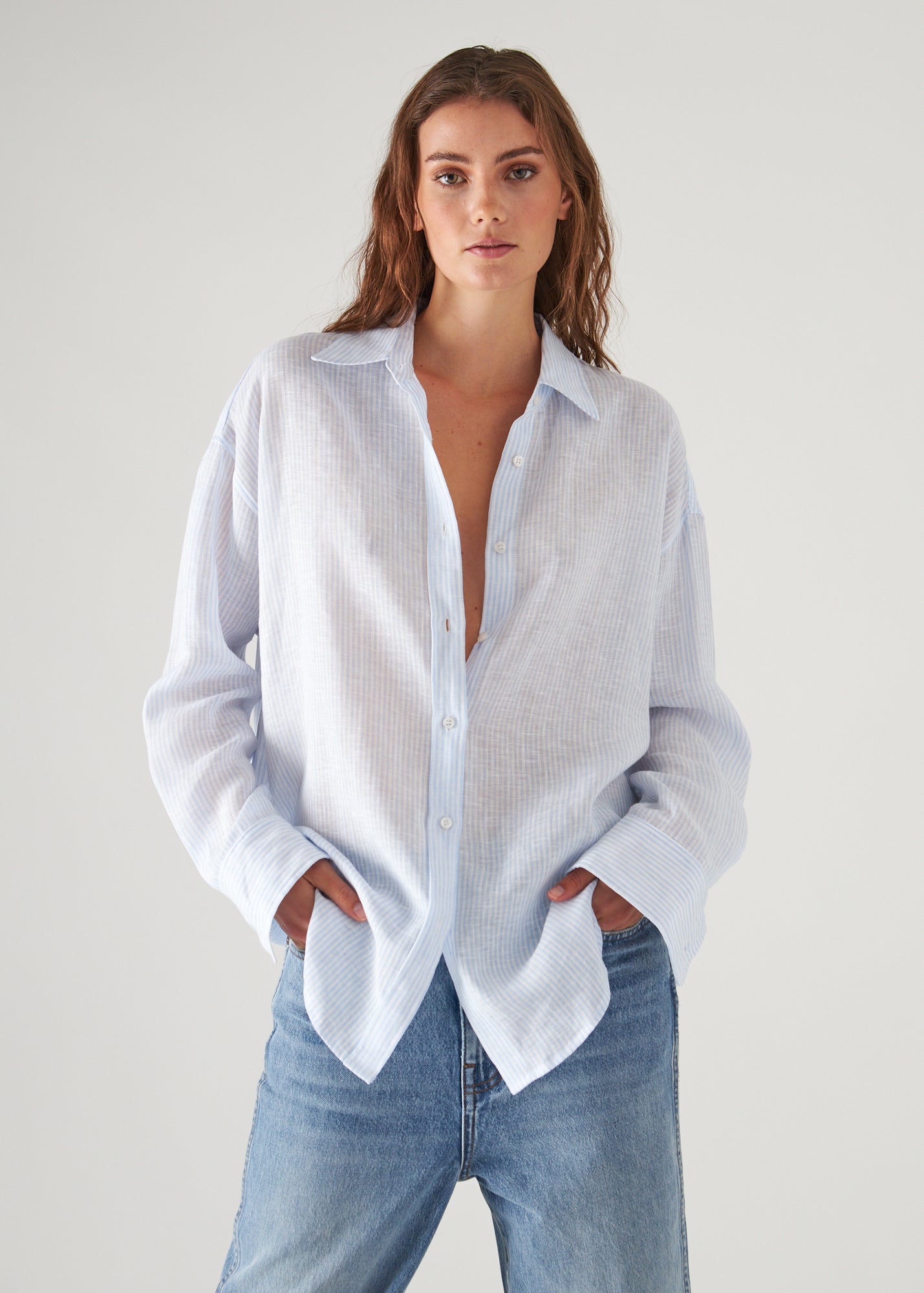 Linen Striped Boyfriend Shirt