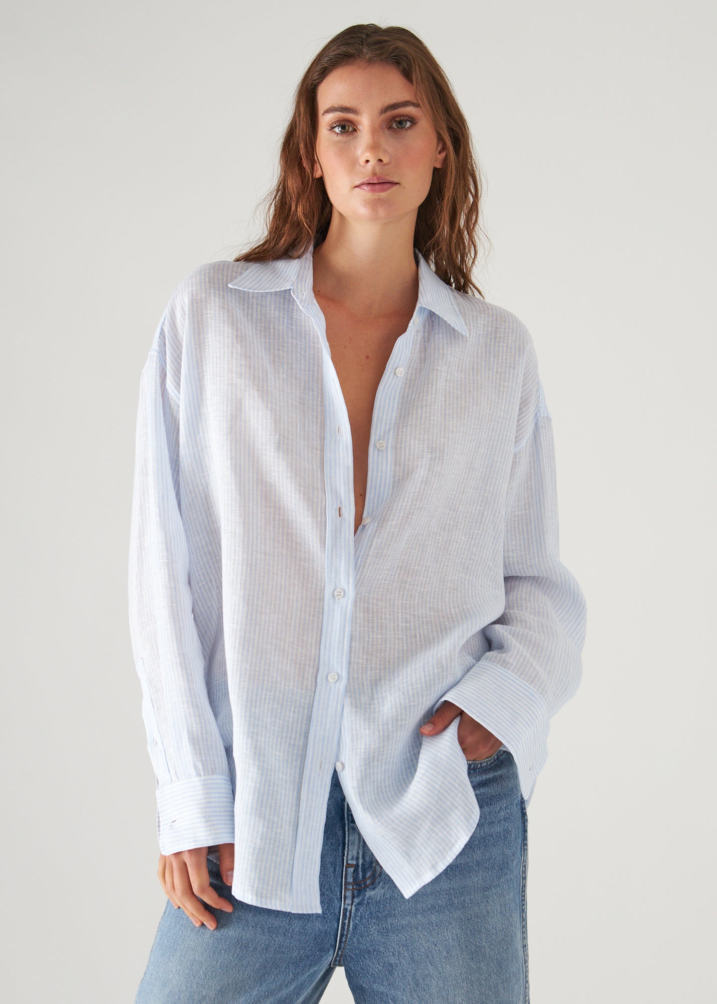 Linen Striped Boyfriend Shirt