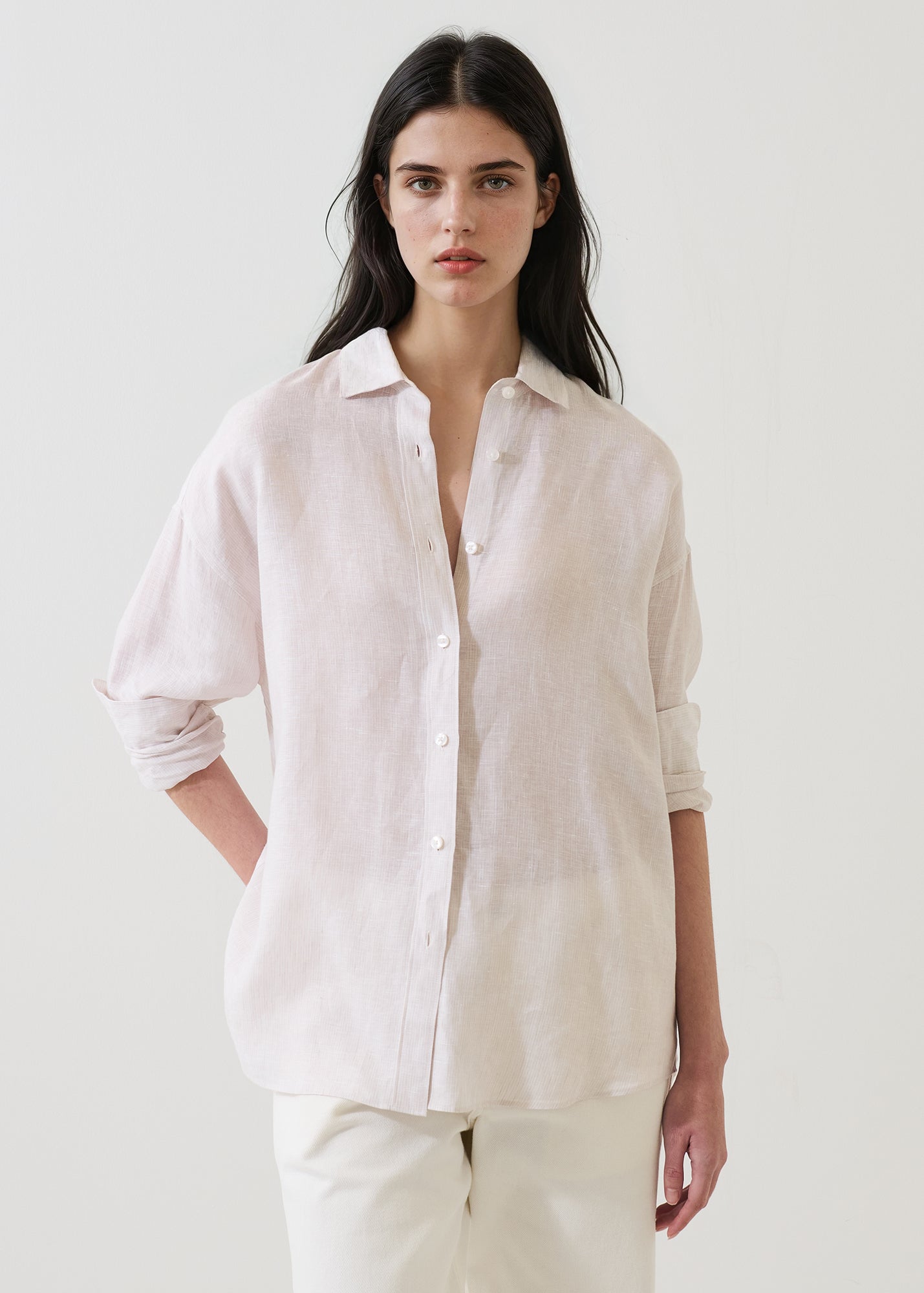 Linen Stripe Boyfriend Shirt - PATRICK ASSARAF