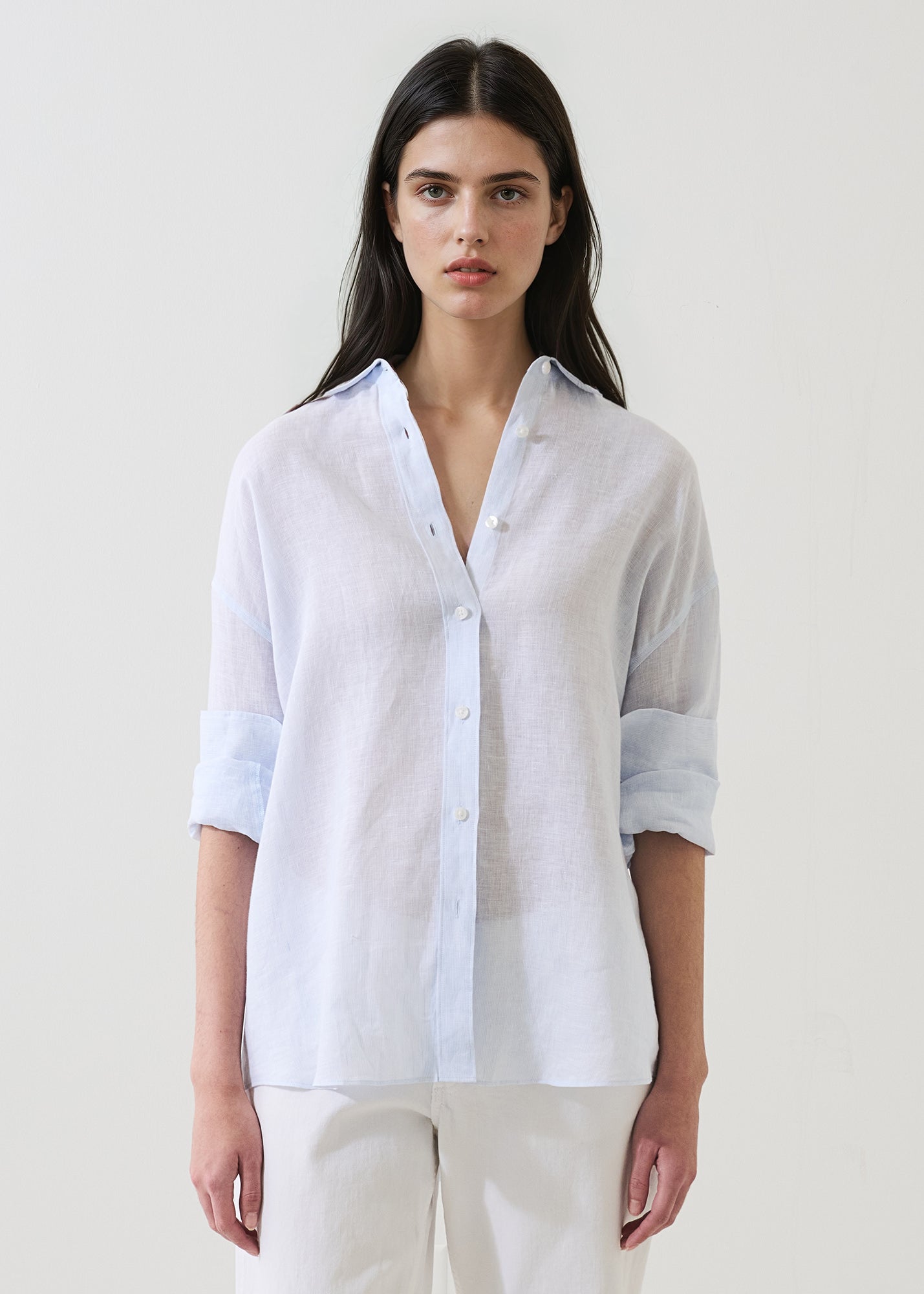 Linen Stripe Boyfriend Shirt - PATRICK ASSARAF