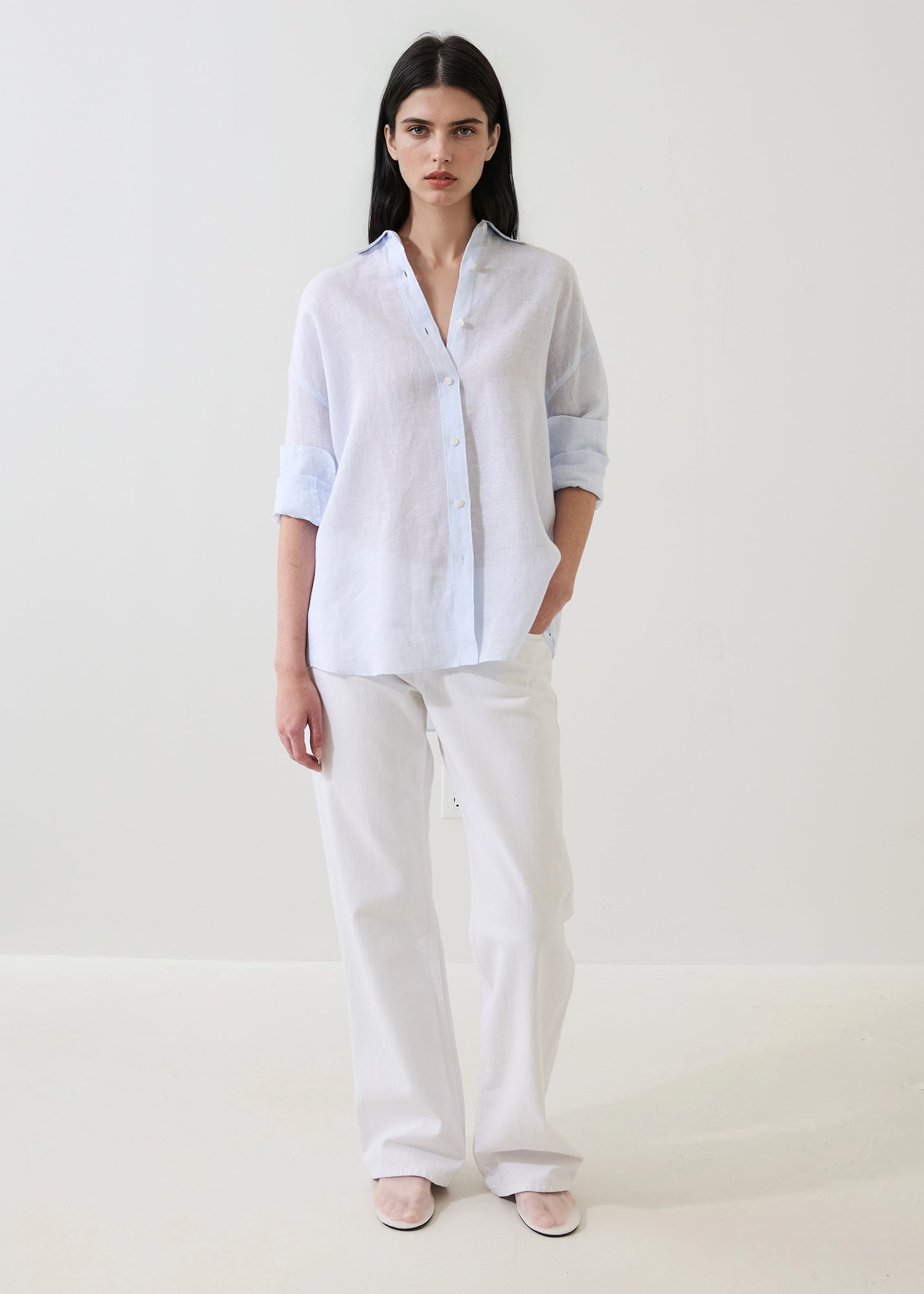 Linen Stripe Boyfriend Shirt - PATRICK ASSARAF