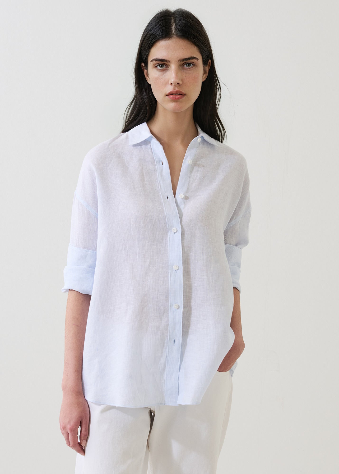 Linen Stripe Boyfriend Shirt - PATRICK ASSARAF