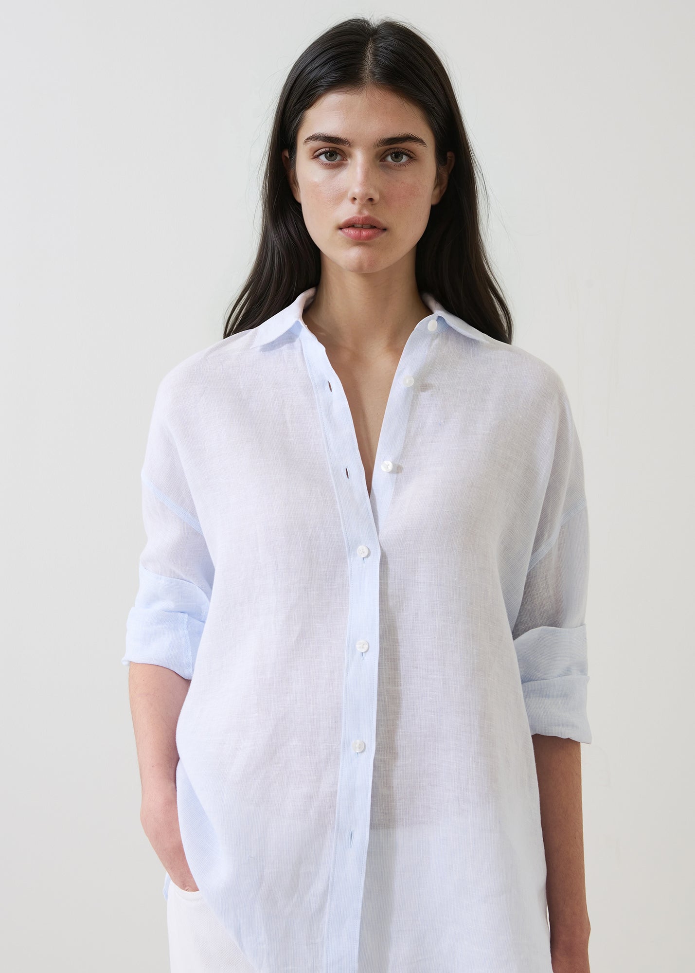 Linen Stripe Boyfriend Shirt - PATRICK ASSARAF