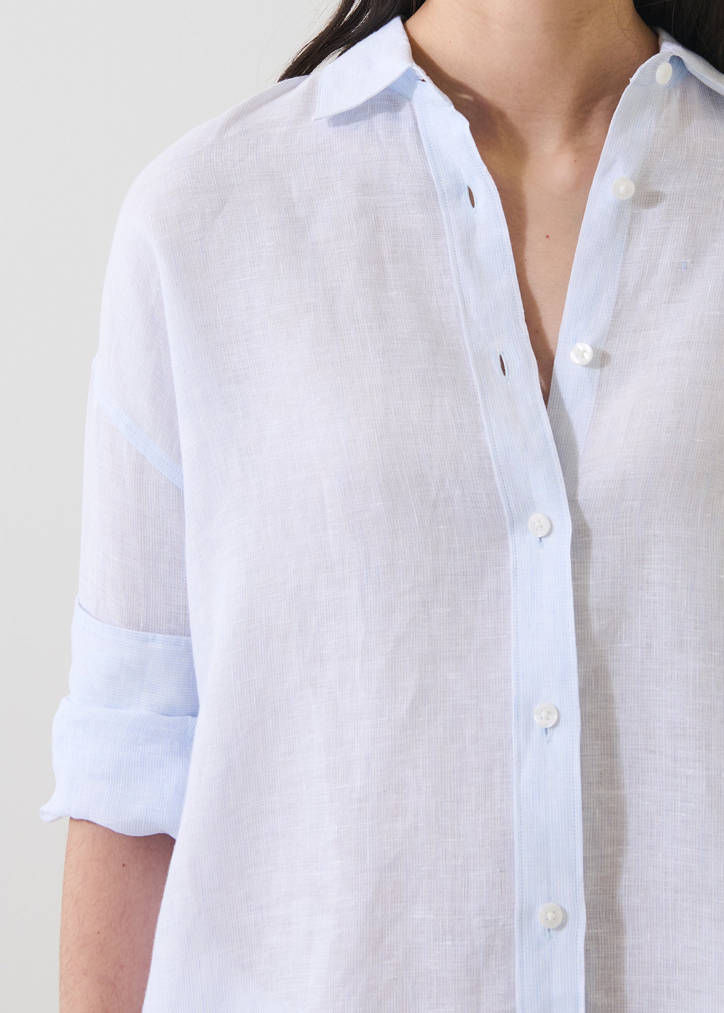 Linen Stripe Boyfriend Shirt - PATRICK ASSARAF