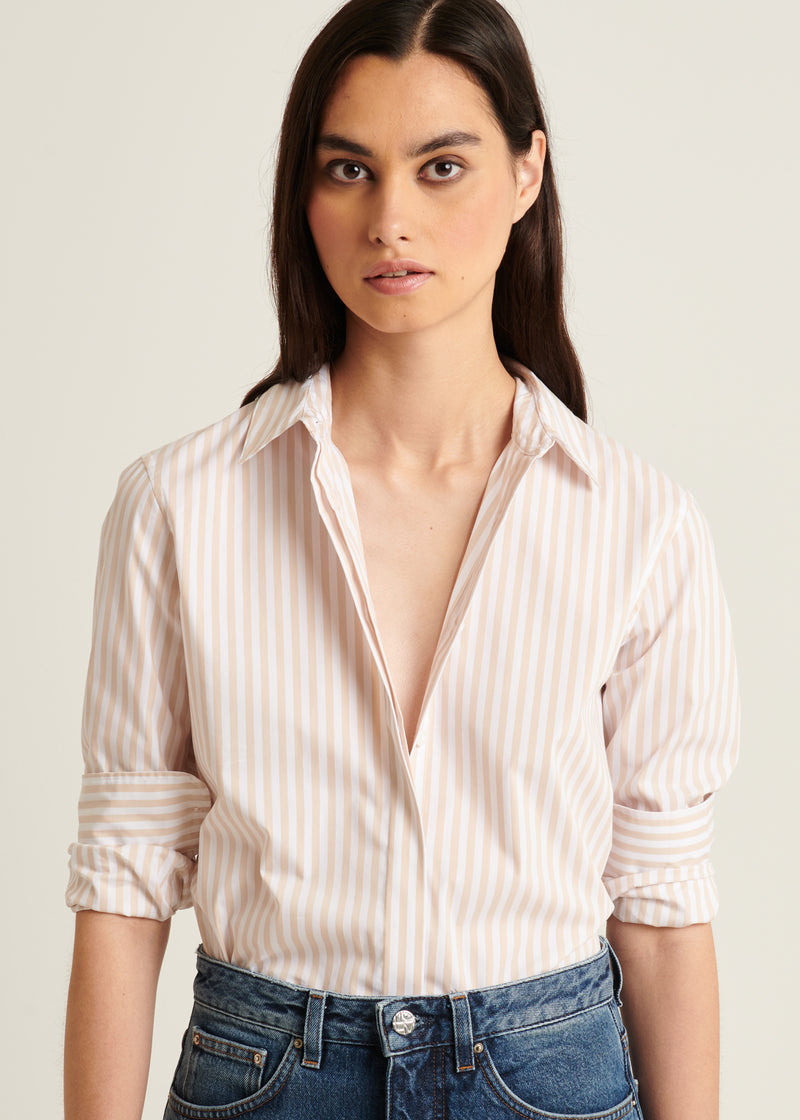 Cotton Stretch Striped Shirt