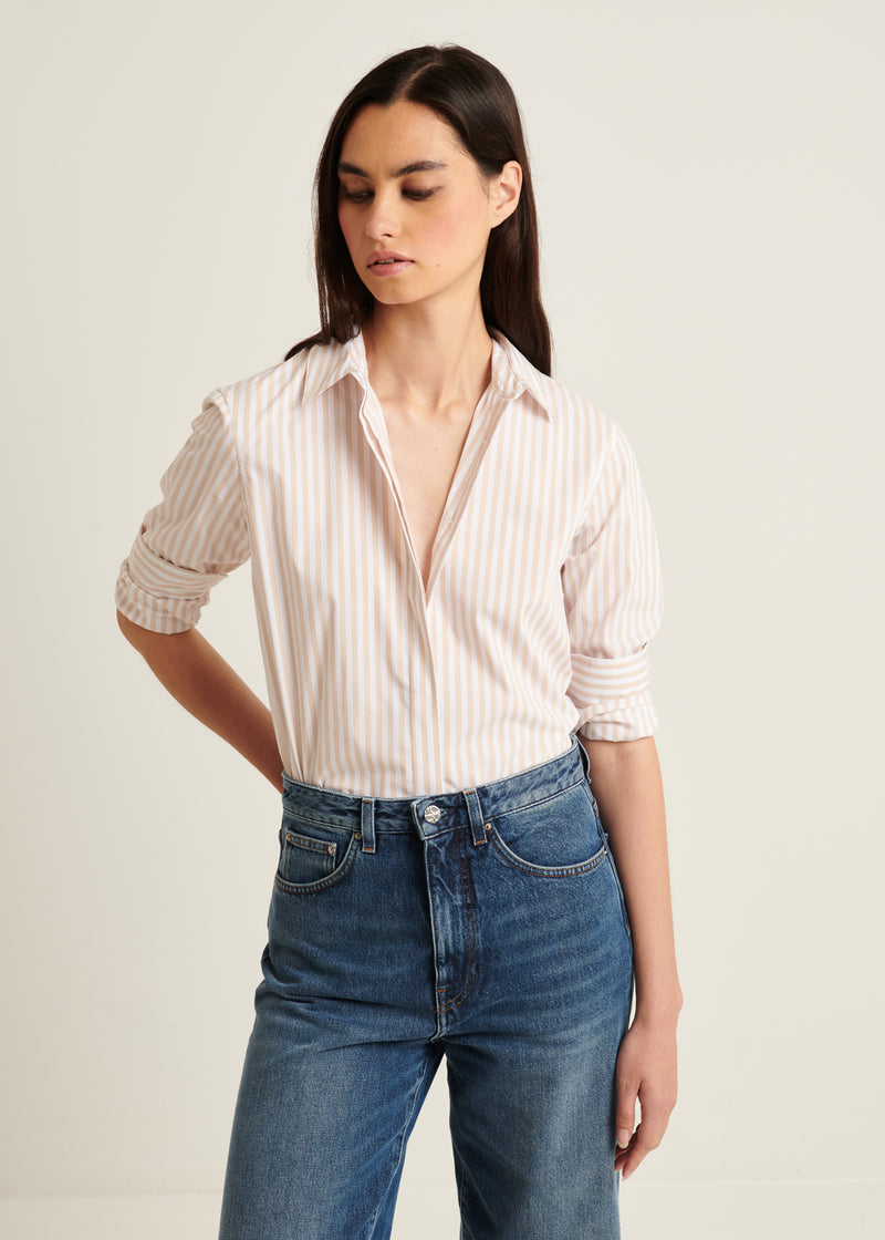 Cotton Stretch Striped Shirt