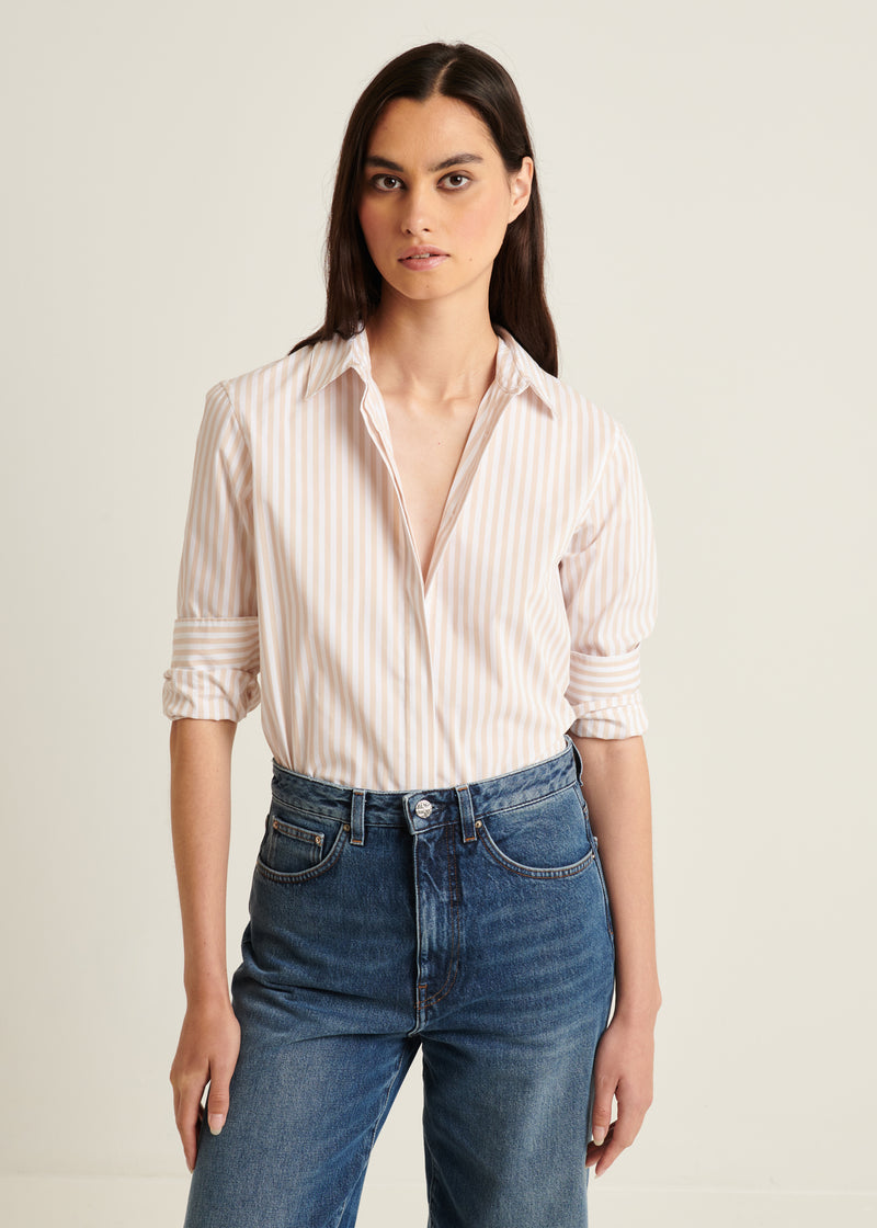 Cotton Stretch Striped Shirt