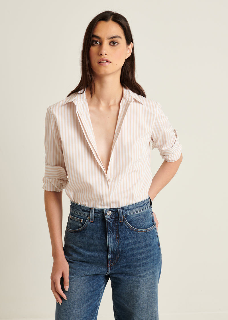 Cotton Stretch Striped Shirt