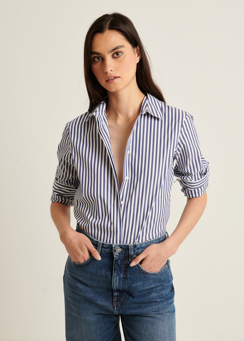 Cotton Stretch Striped Shirt