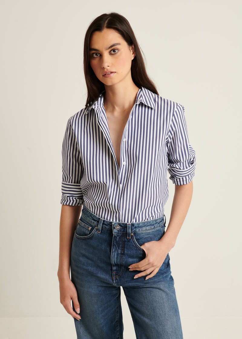 Cotton Stretch Striped Shirt