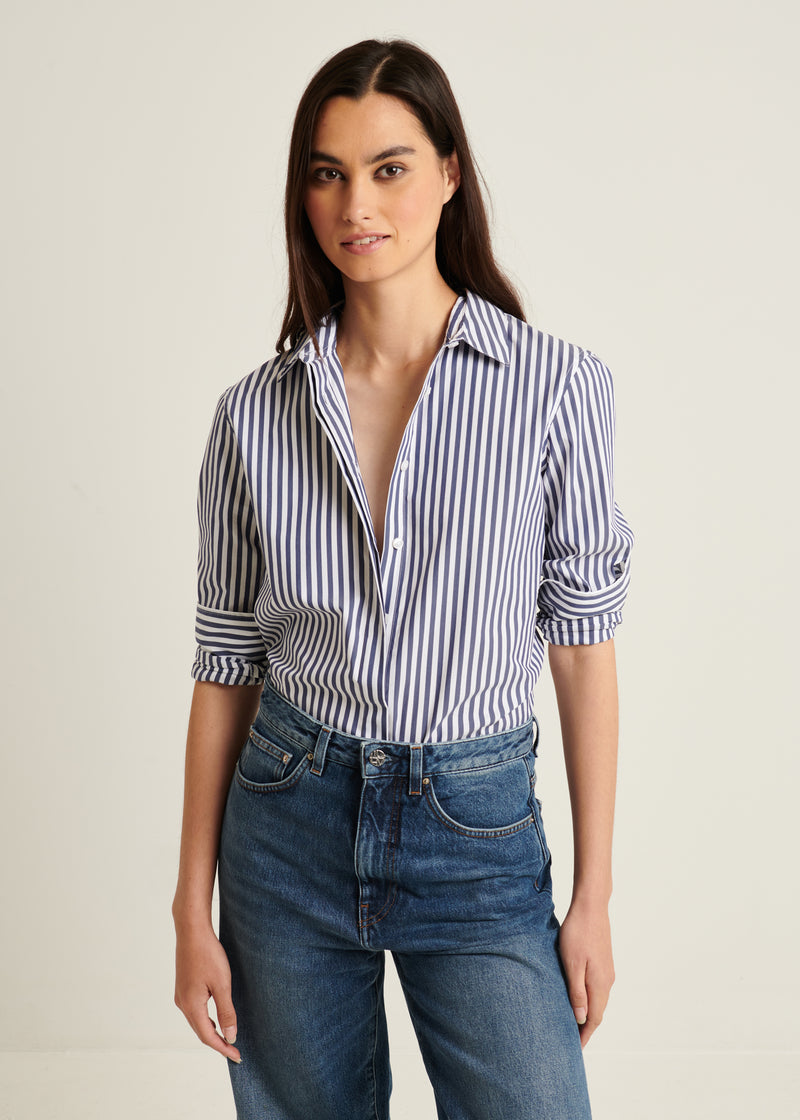 Cotton Stretch Striped Shirt