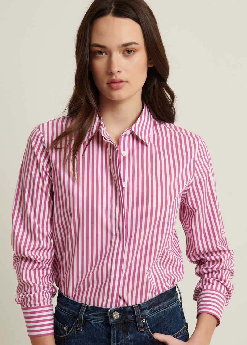 Cotton Stretch Striped Shirt