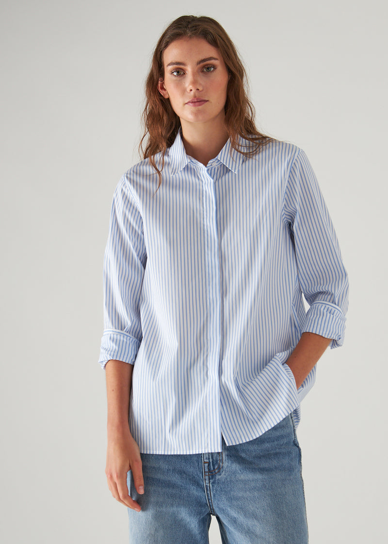 Cotton Stretch Striped Shirt