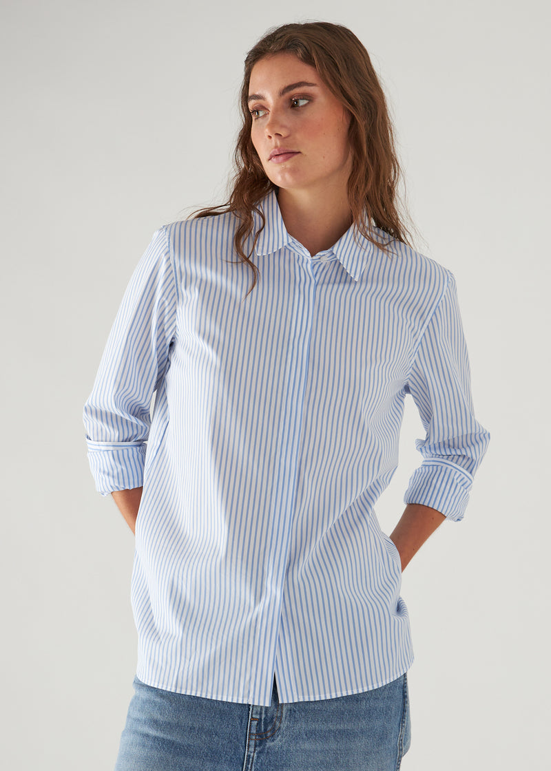 Cotton Stretch Striped Shirt