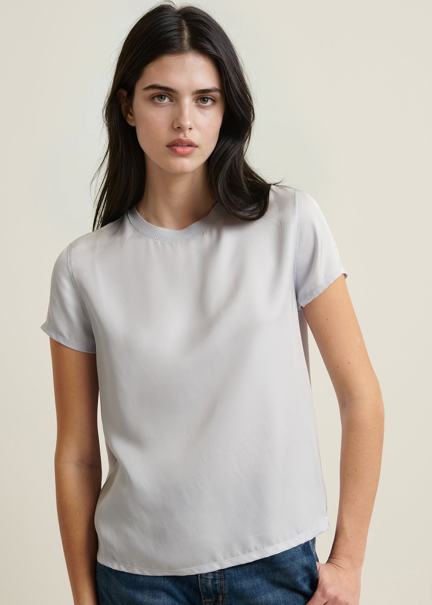 Silk Short Sleeve Crewneck