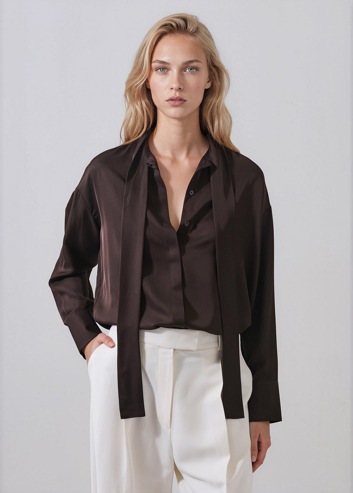 Silk Tie Neck Shirt - PATRICK ASSARAF