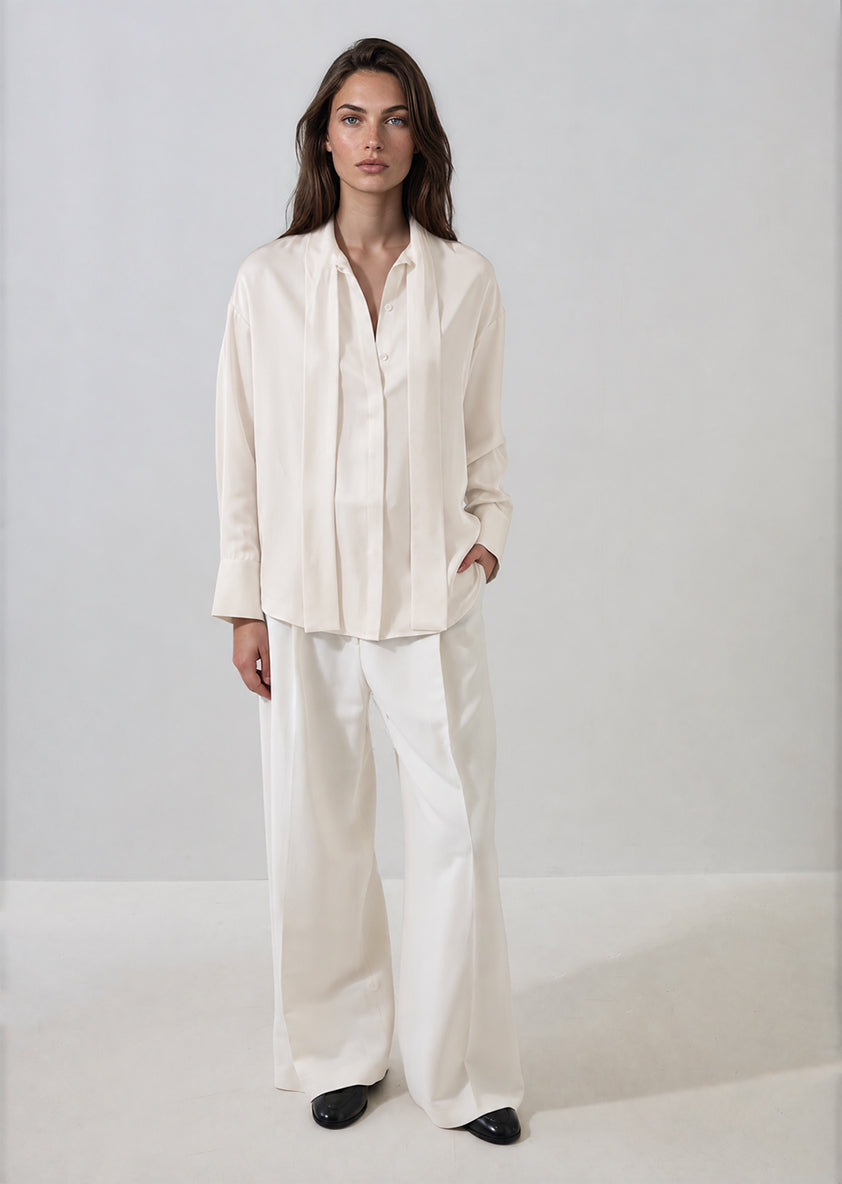 Silk Satin Tie Neck Shirt - PATRICK ASSARAF