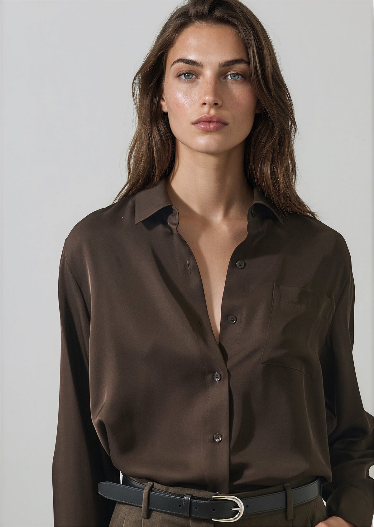 Silk Boyfriend Pocket Shirt