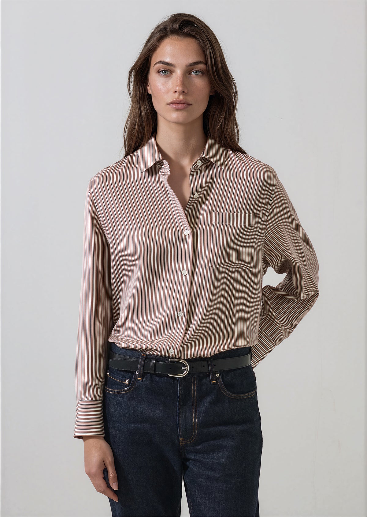 Silk Boyfriend Pocket Shirt