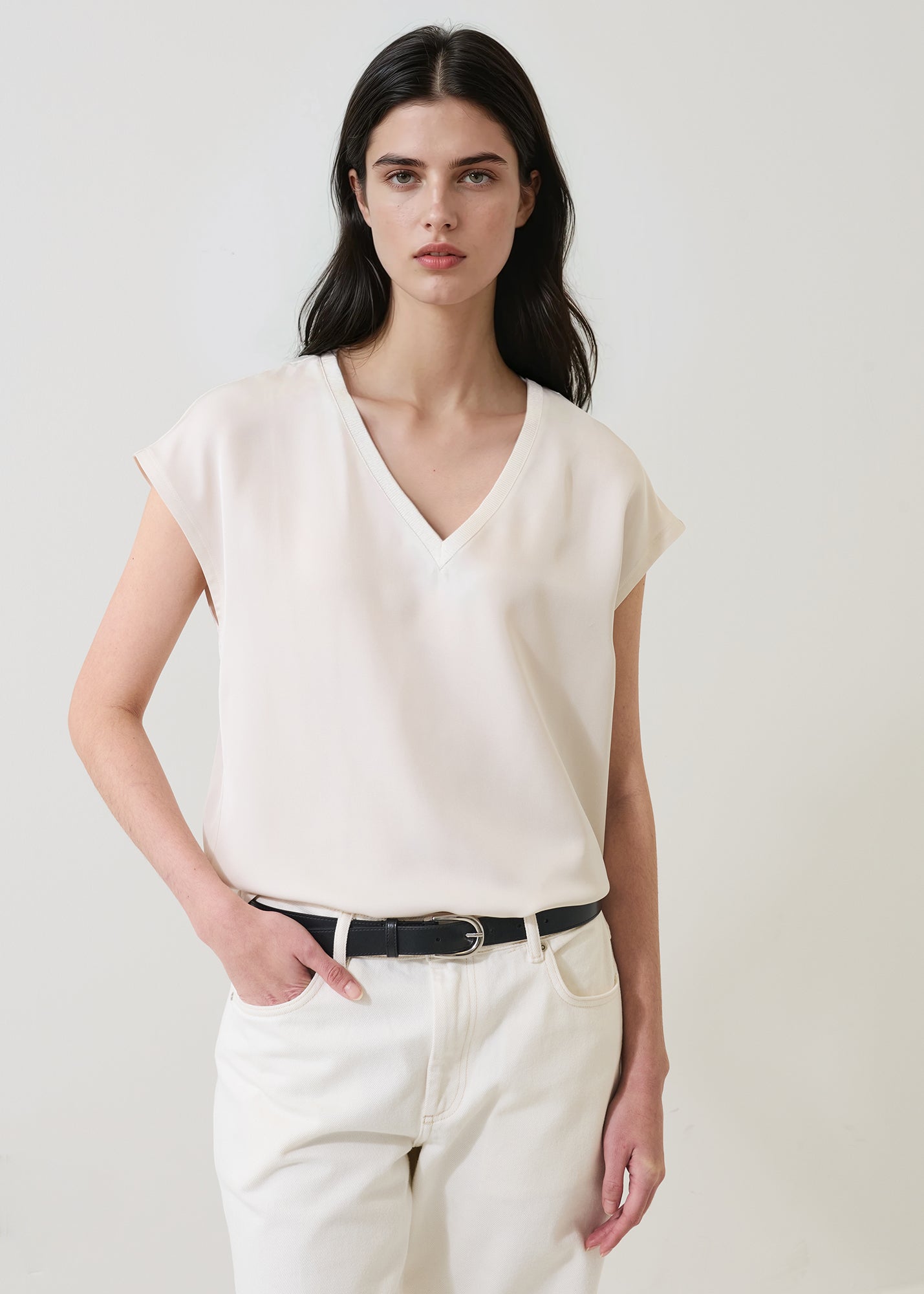 Silk Dolman V-Neck T-Shirt - PATRICK ASSARAF