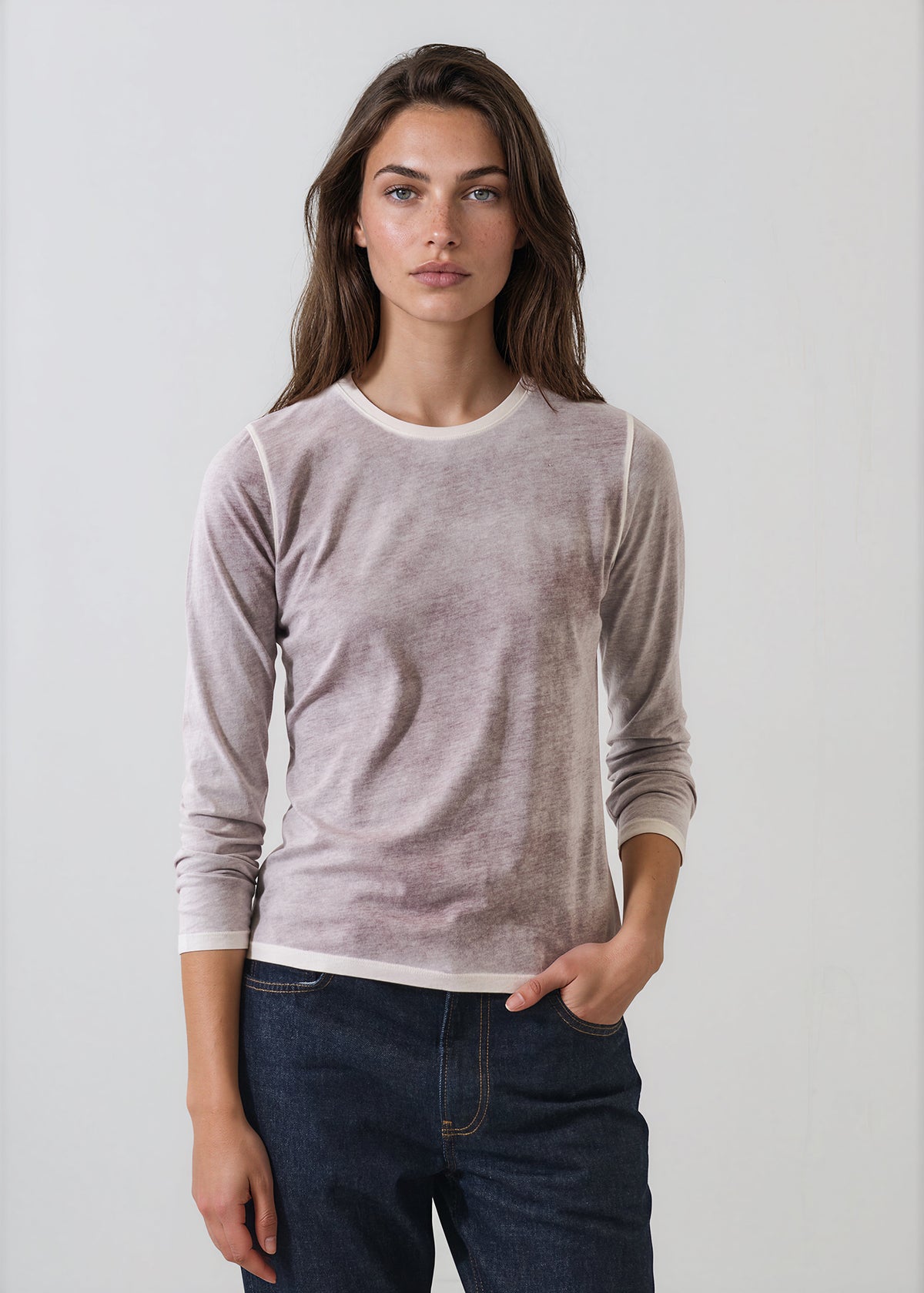 Reverse Spray Lightweight Pima Cotton Crewneck T-Shirt - PATRICK ASSARAF