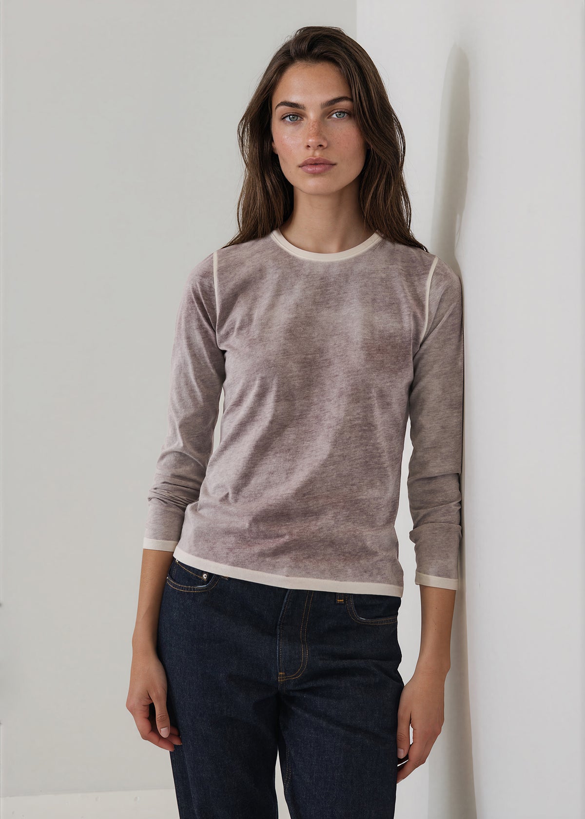Reverse Spray Lightweight Pima Cotton Crewneck T-Shirt - PATRICK ASSARAF
