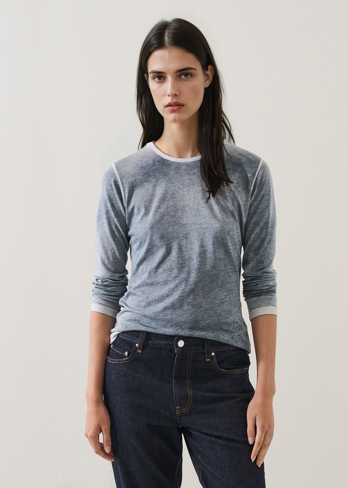 Reverse Spray Lightweight Pima Cotton Slim T-Shirt