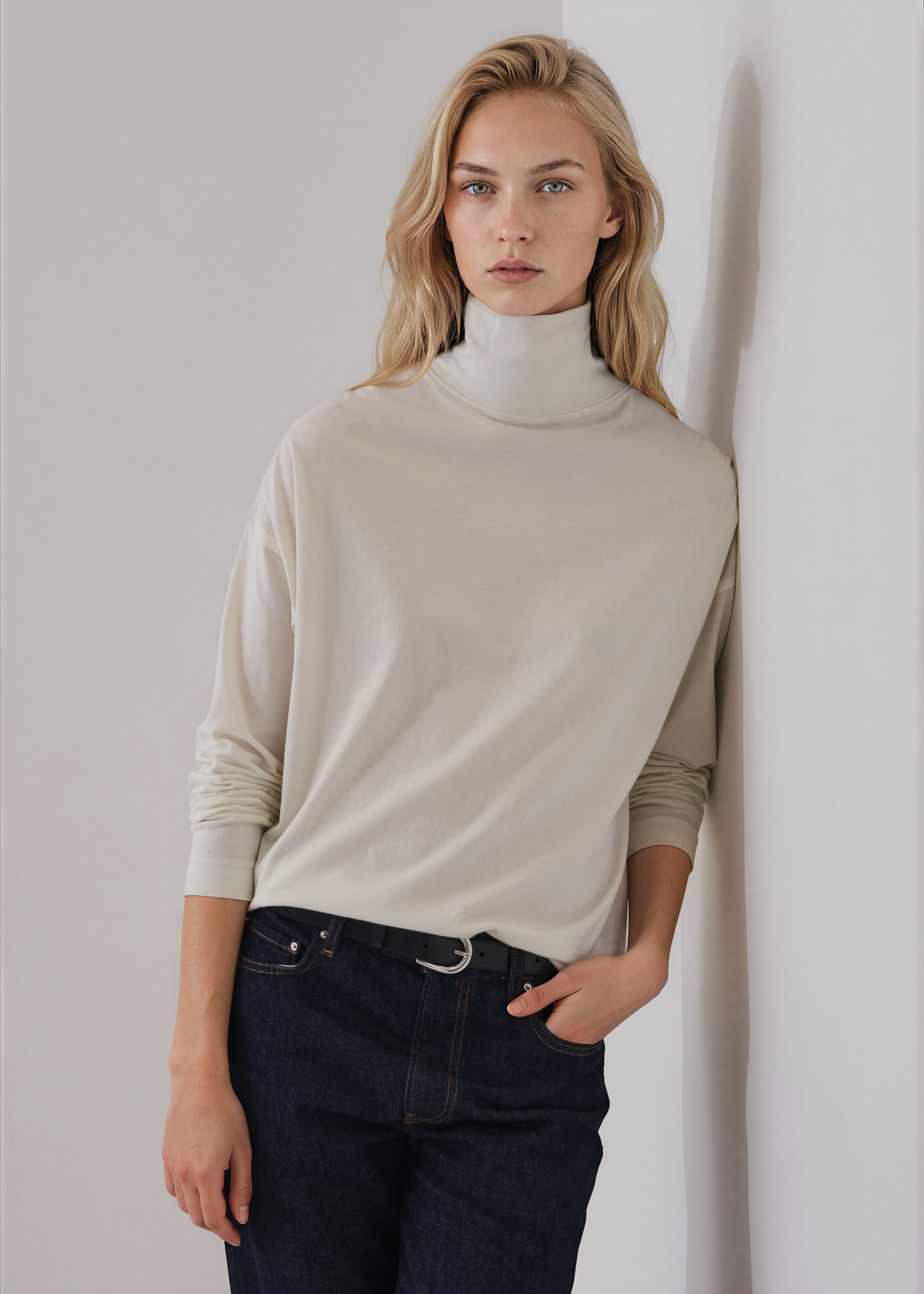 Organic Pima Cotton Oversized Turtleneck - PATRICK ASSARAF