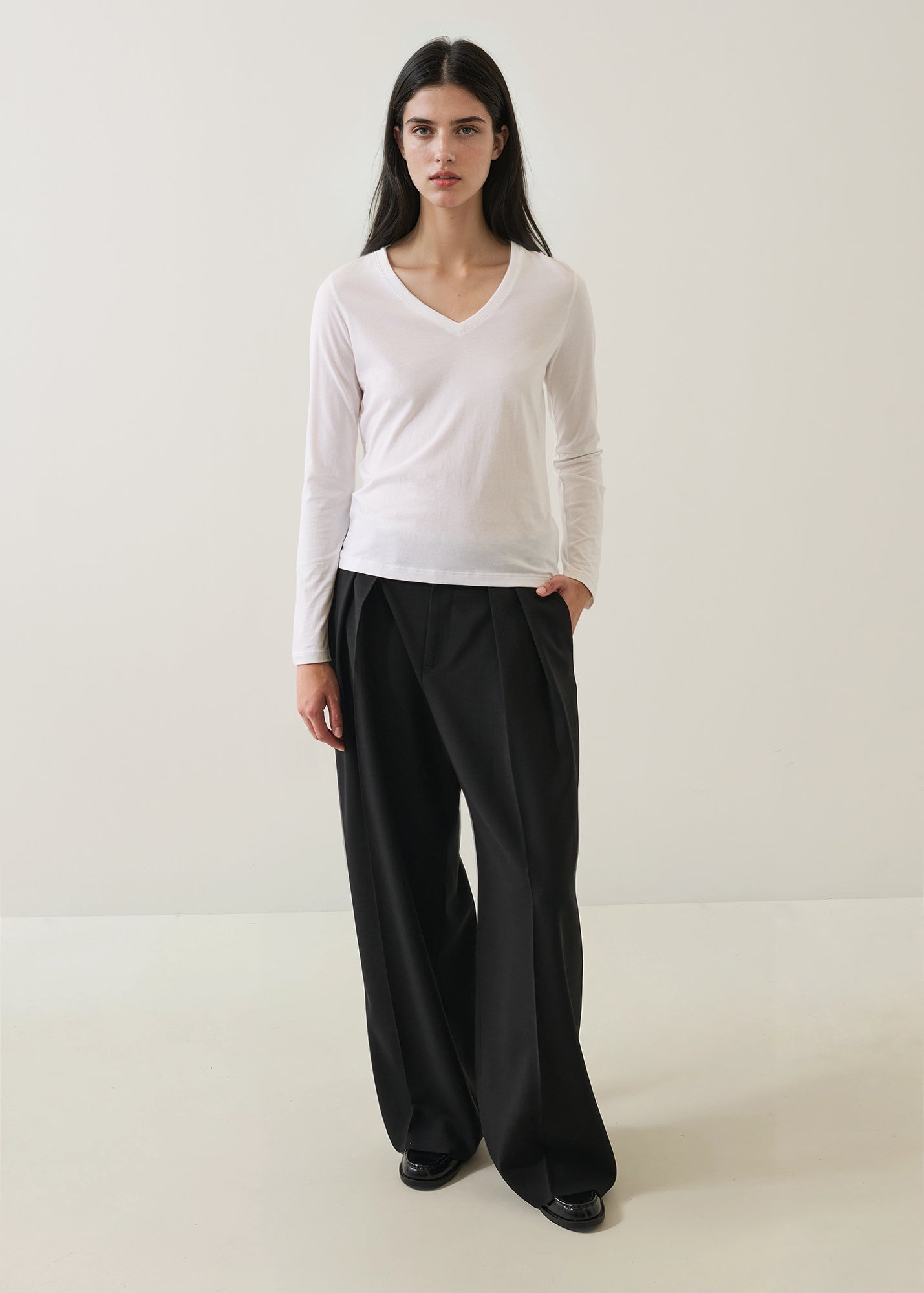 Lightweight Pima Cotton Long Sleeve V-Neck - PATRICK ASSARAF