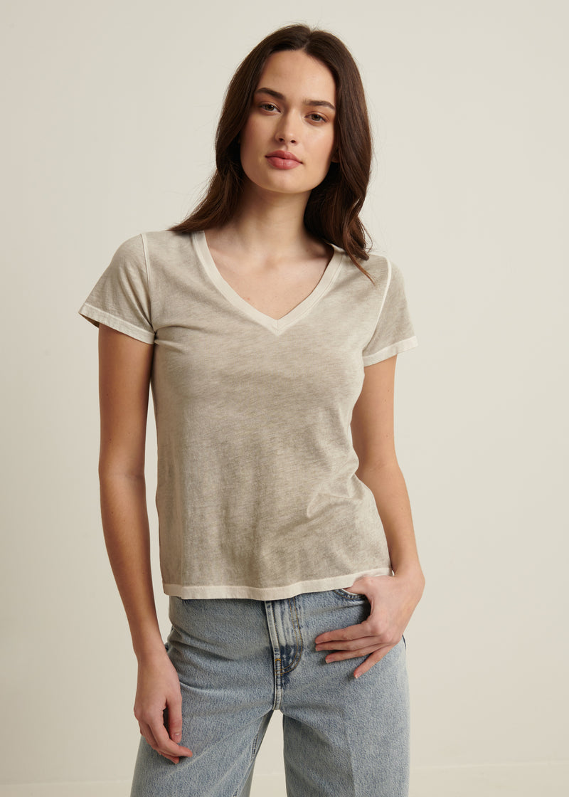 Reverse Spray Lightweight Pima Cotton V-Neck T-Shirt