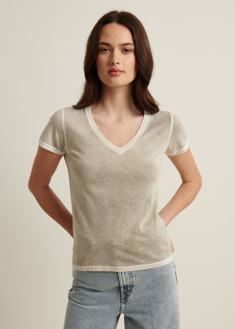 Reverse Spray Lightweight Pima Cotton V-Neck T-Shirt