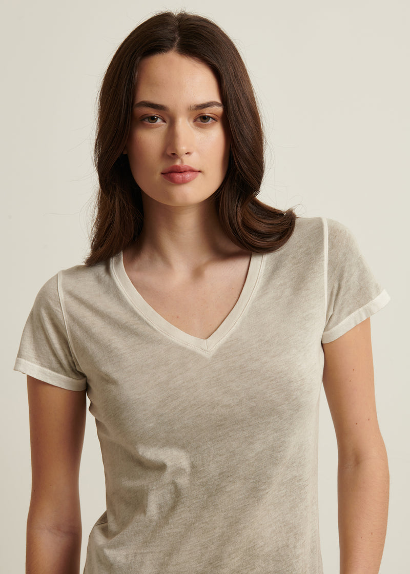 Reverse Spray Lightweight Pima Cotton V-Neck T-Shirt