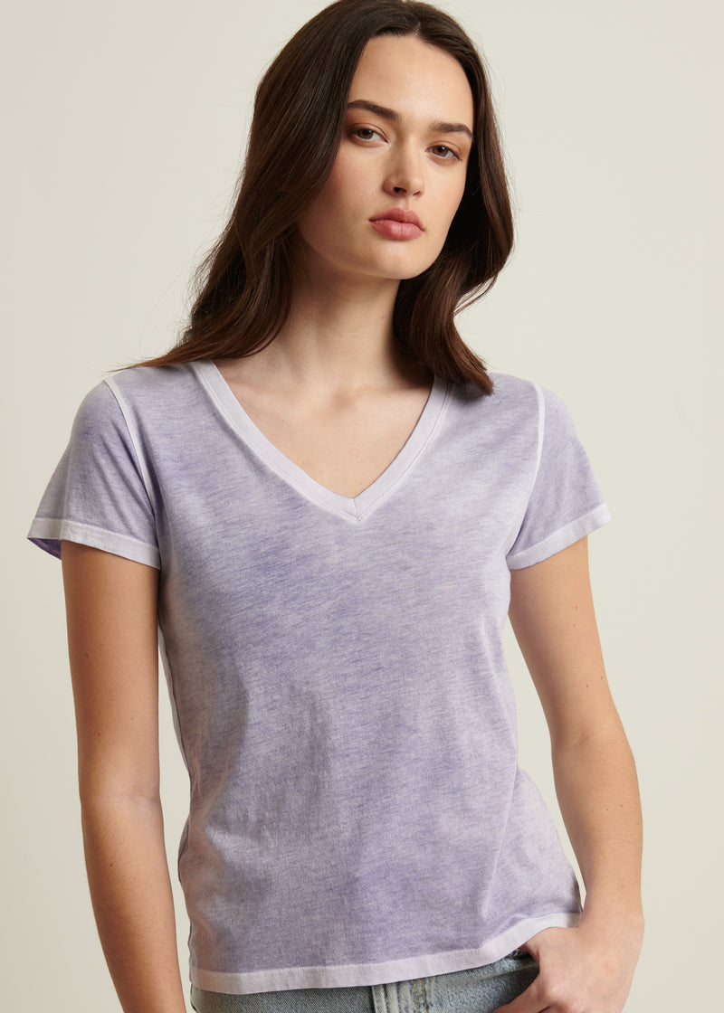 Reverse Spray Lightweight Pima Cotton V-Neck T-Shirt