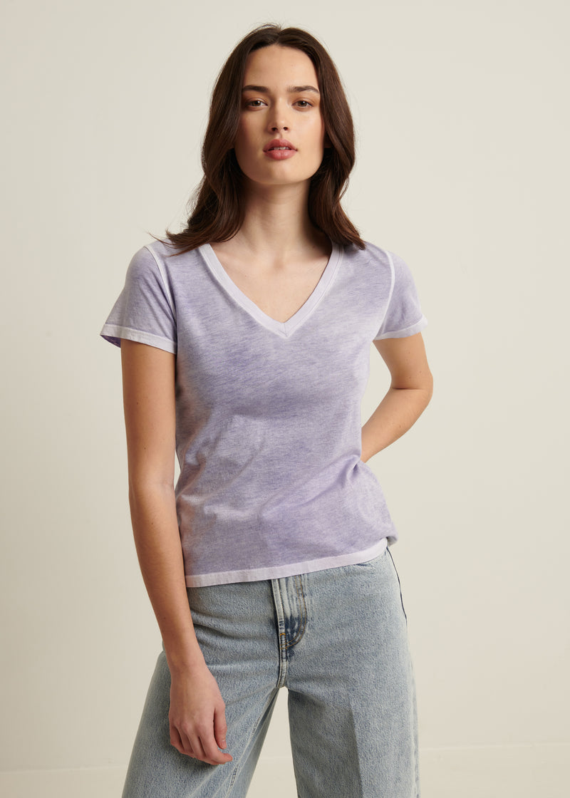 Reverse Spray Lightweight Pima Cotton V-Neck T-Shirt