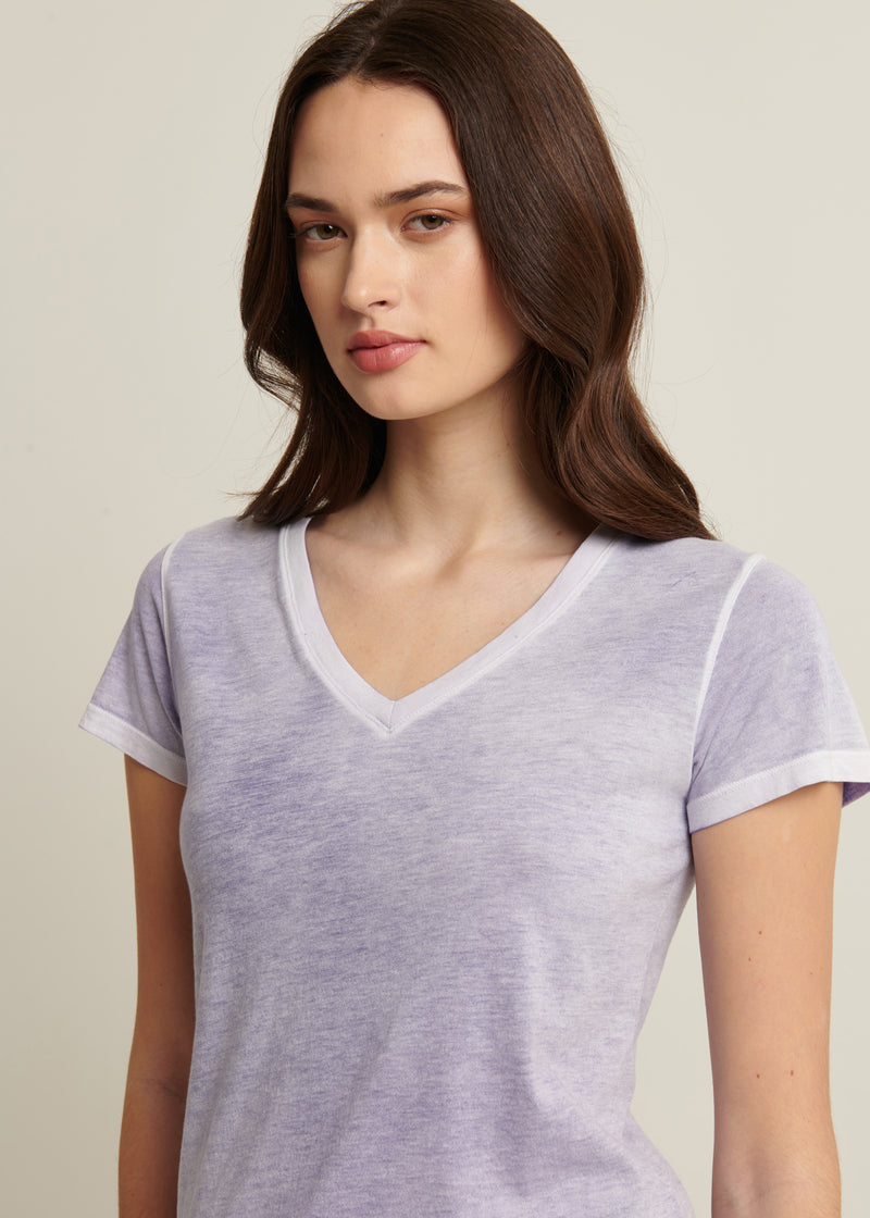 Reverse Spray Lightweight Pima Cotton V-Neck T-Shirt