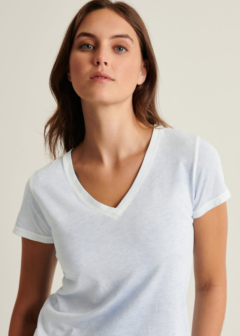 Reverse Spray Lightweight Pima Cotton V-Neck T-Shirt